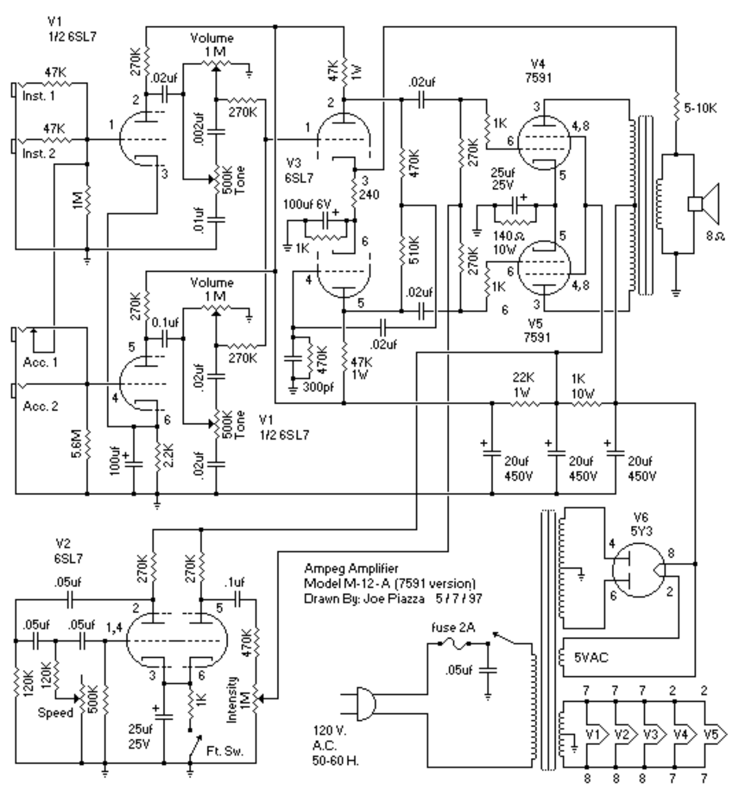 Ampeg m12a 7591a schematic