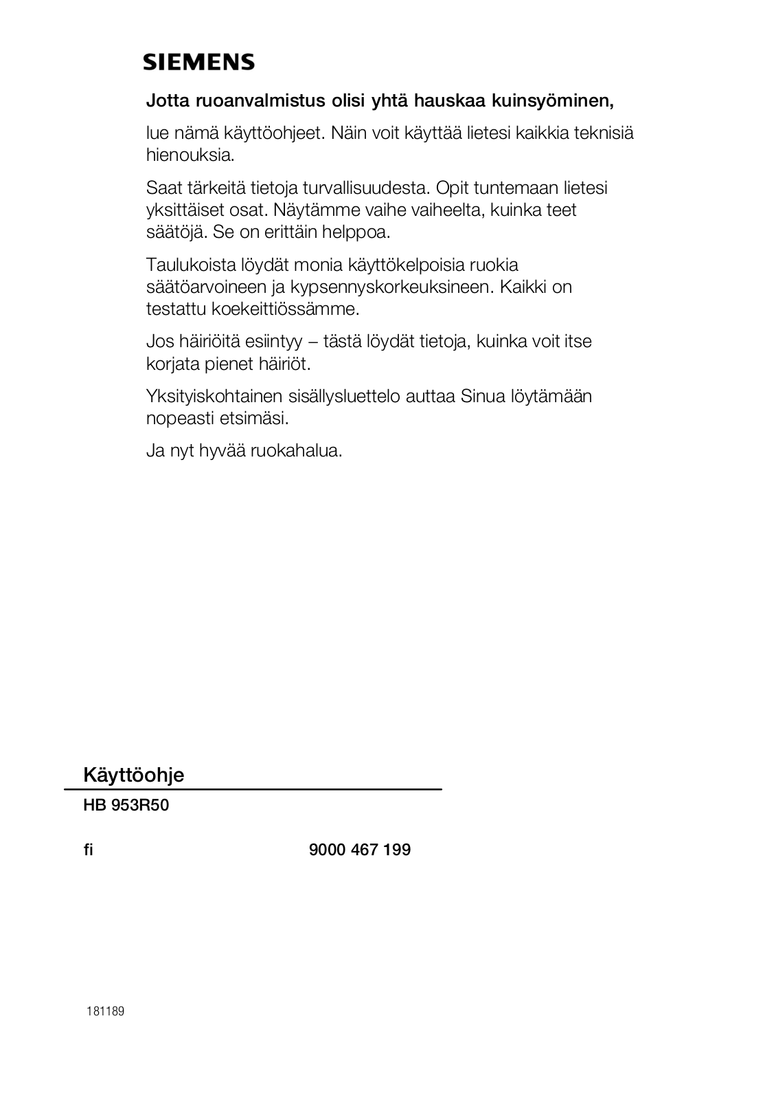 Siemens HB953R50 User Manual