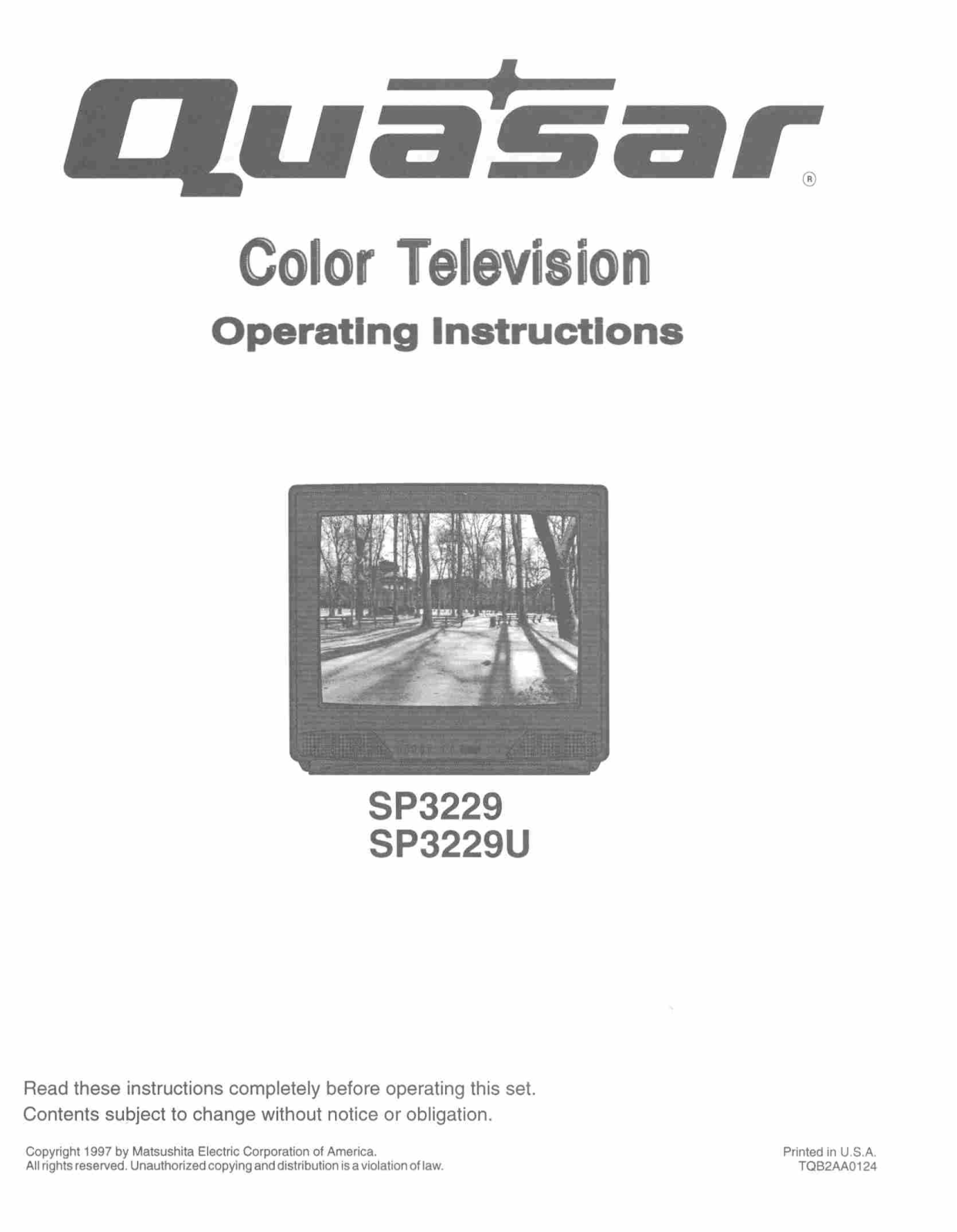 Panasonic SP3229UV, SP3229V User Manual