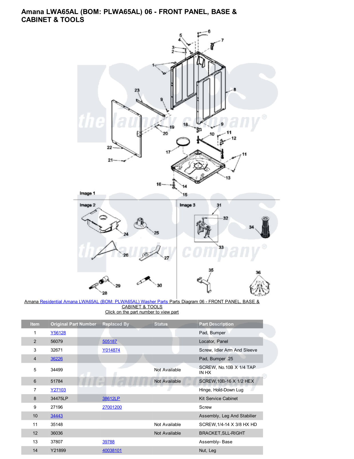 Amana LWA65AL Parts Diagram