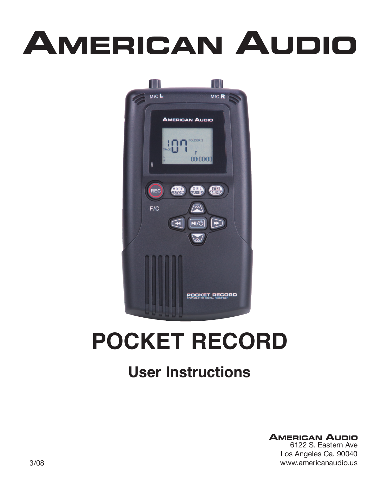 American DJ Pocket Recorder User Instructions