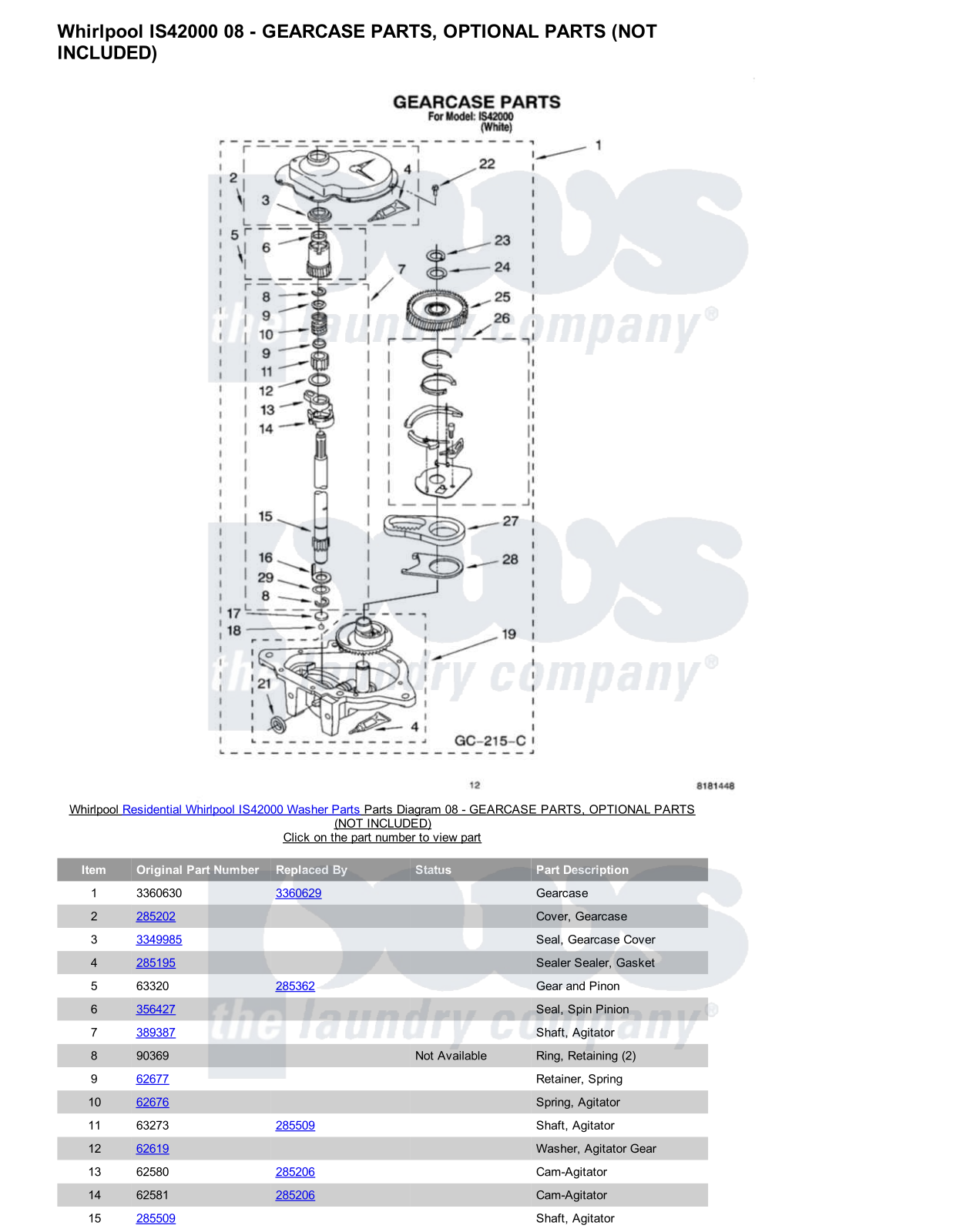 Whirlpool IS42000 Parts Diagram