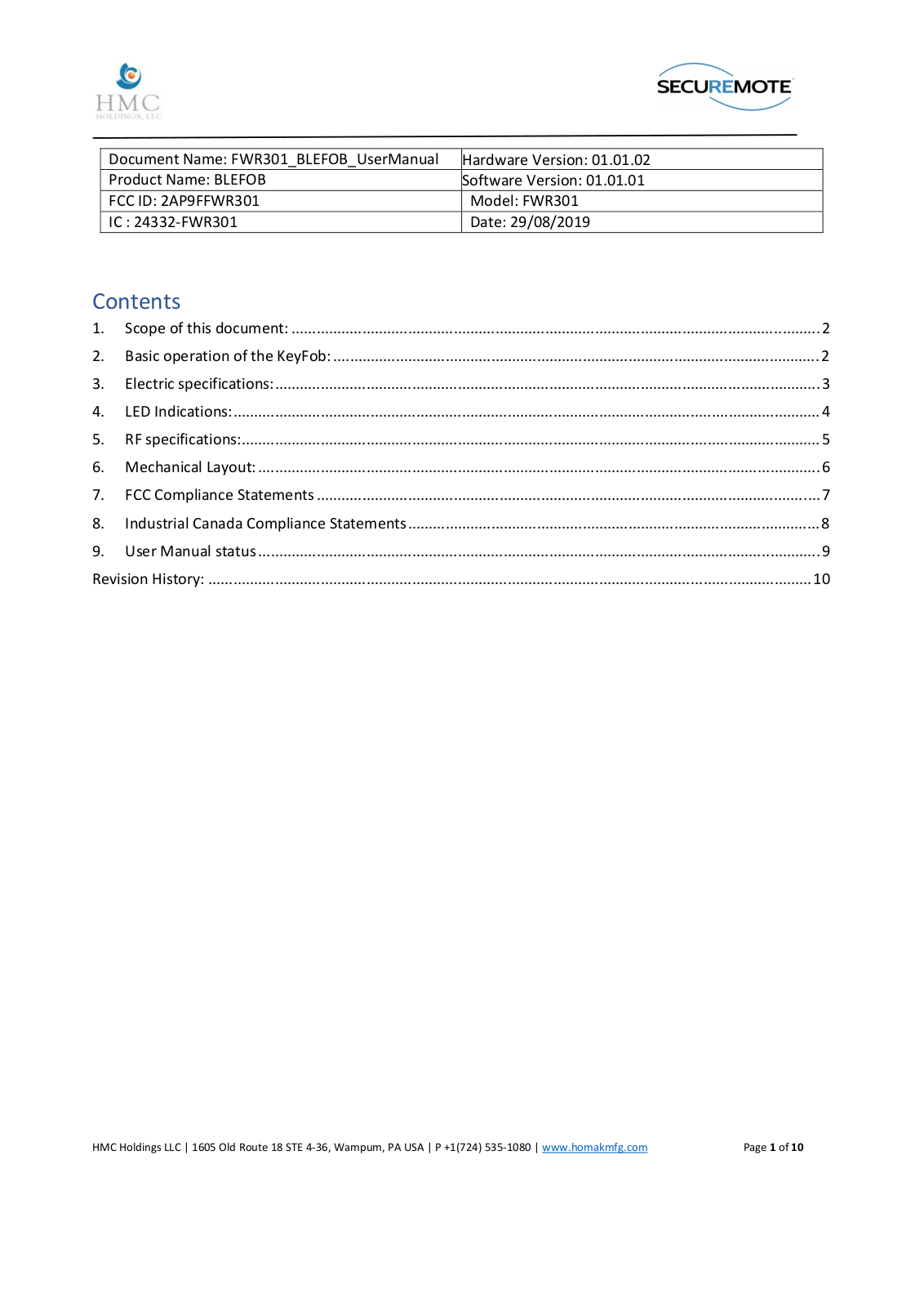 HMC FWR301 User Manual