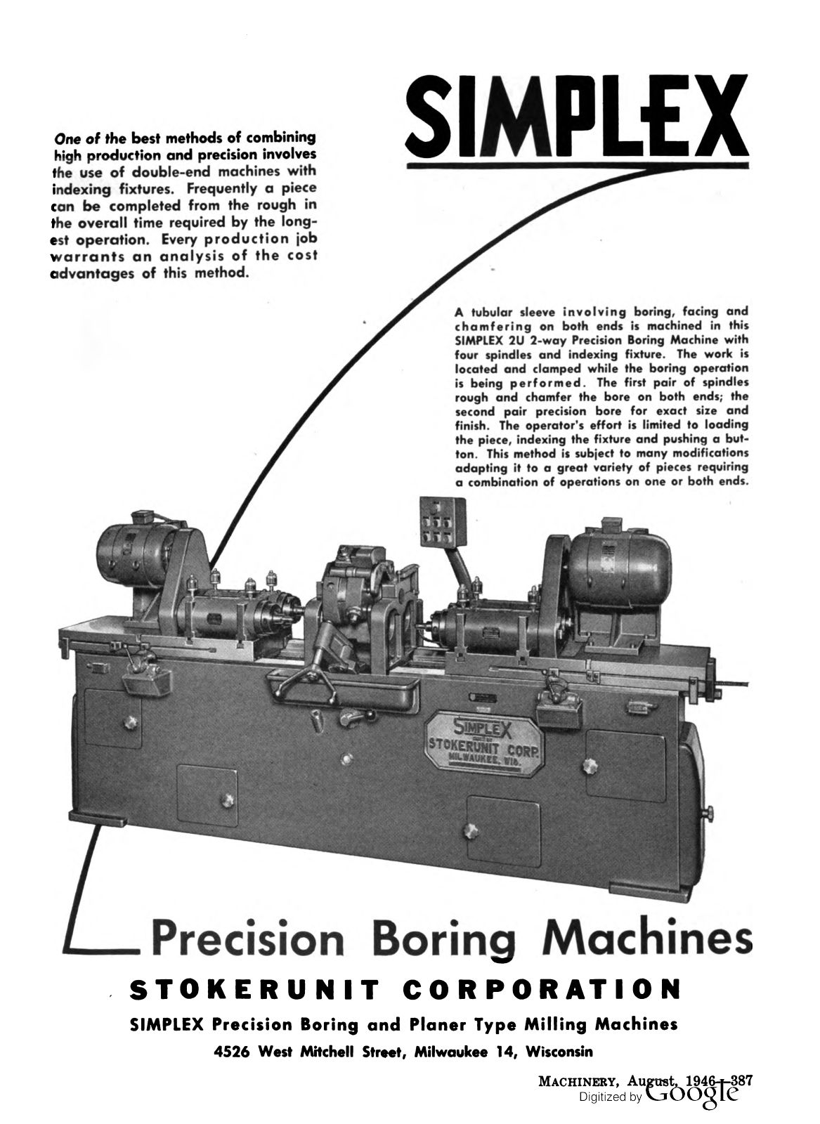 Stokerunit Simplex Precision Boring Machines Other - ManualMachine.com