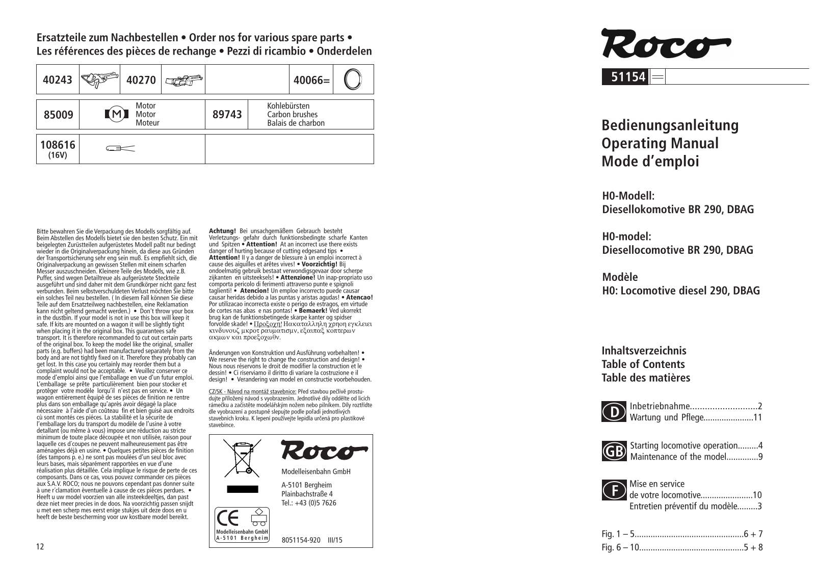 Roco 51154 Operating Manual