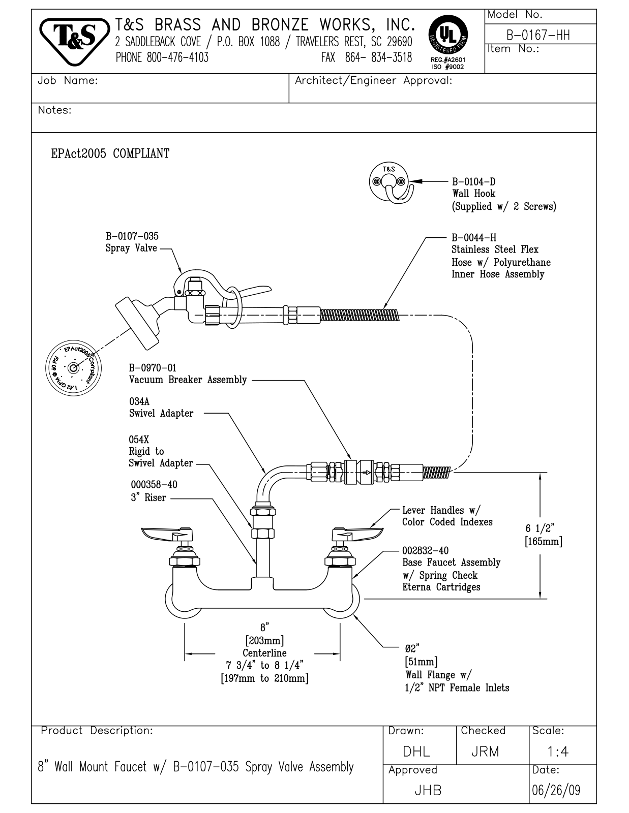 T&S Brass B-0167-HH User Manual