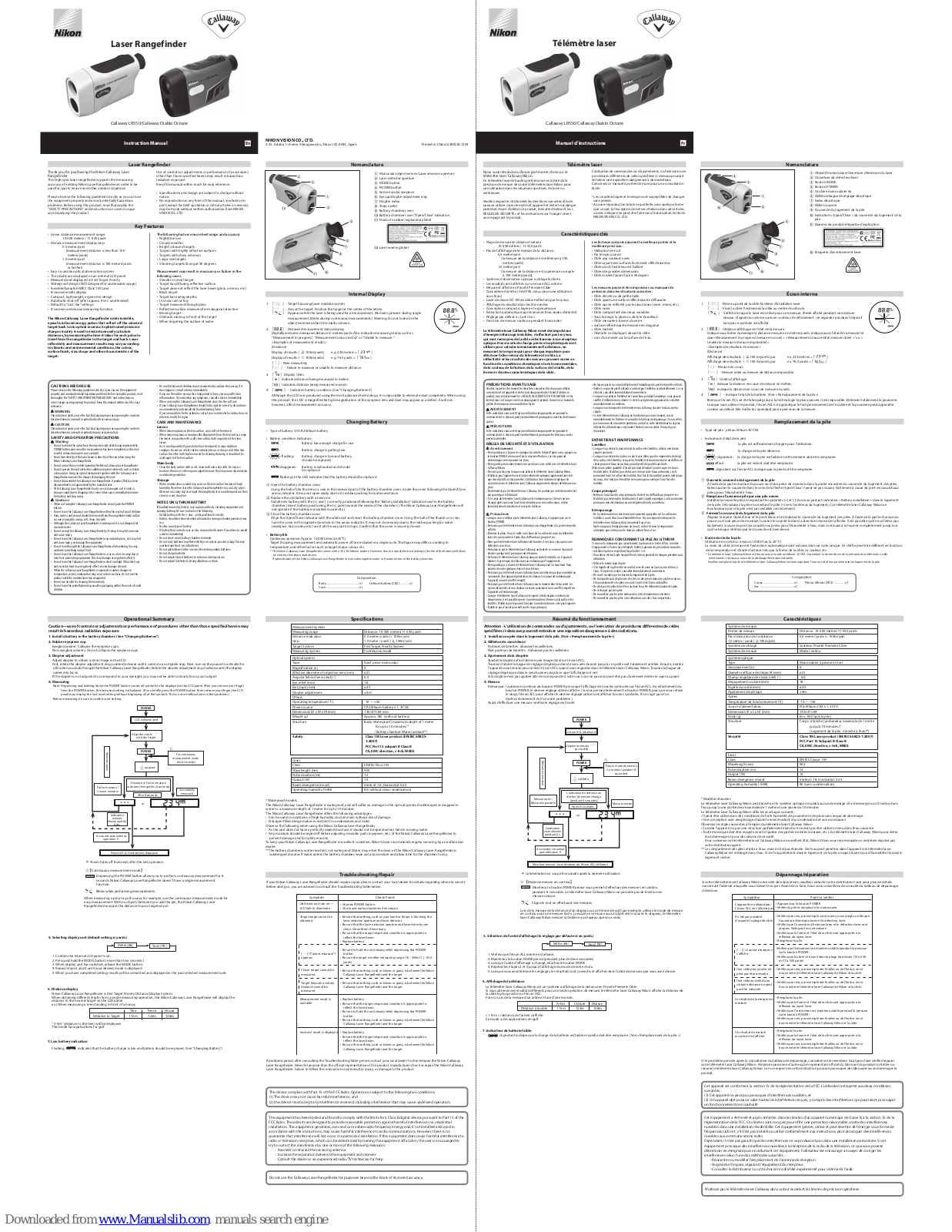 Nikon Callaway LR550 Instruction Manual