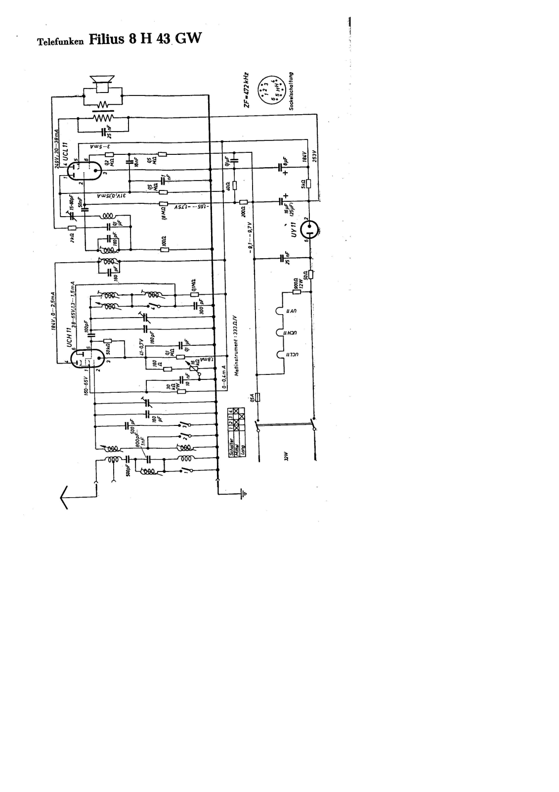 Telefunken Filius-8H43-GW Schematic