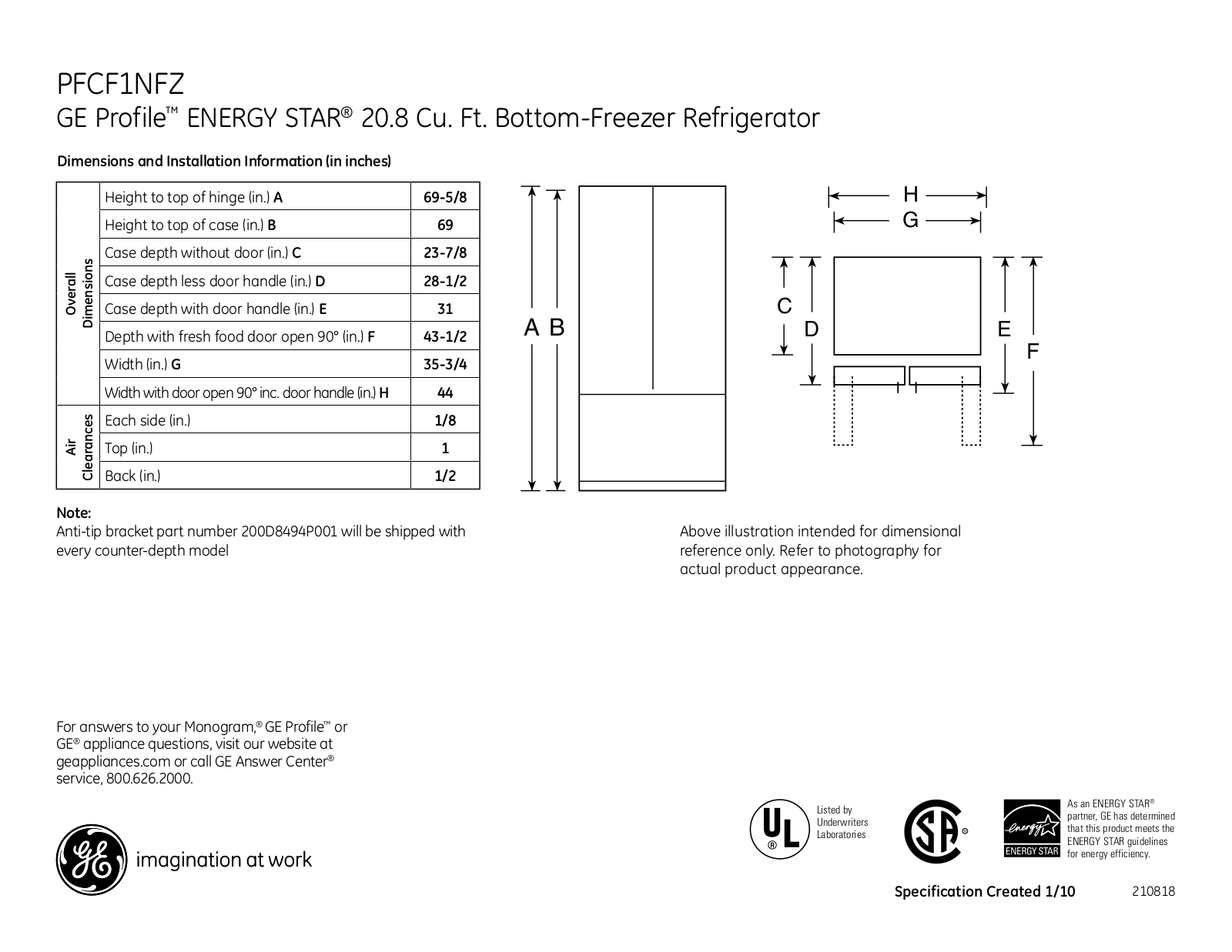 GE PFCF1NFZBB, PFCF1NFZWW User Manual