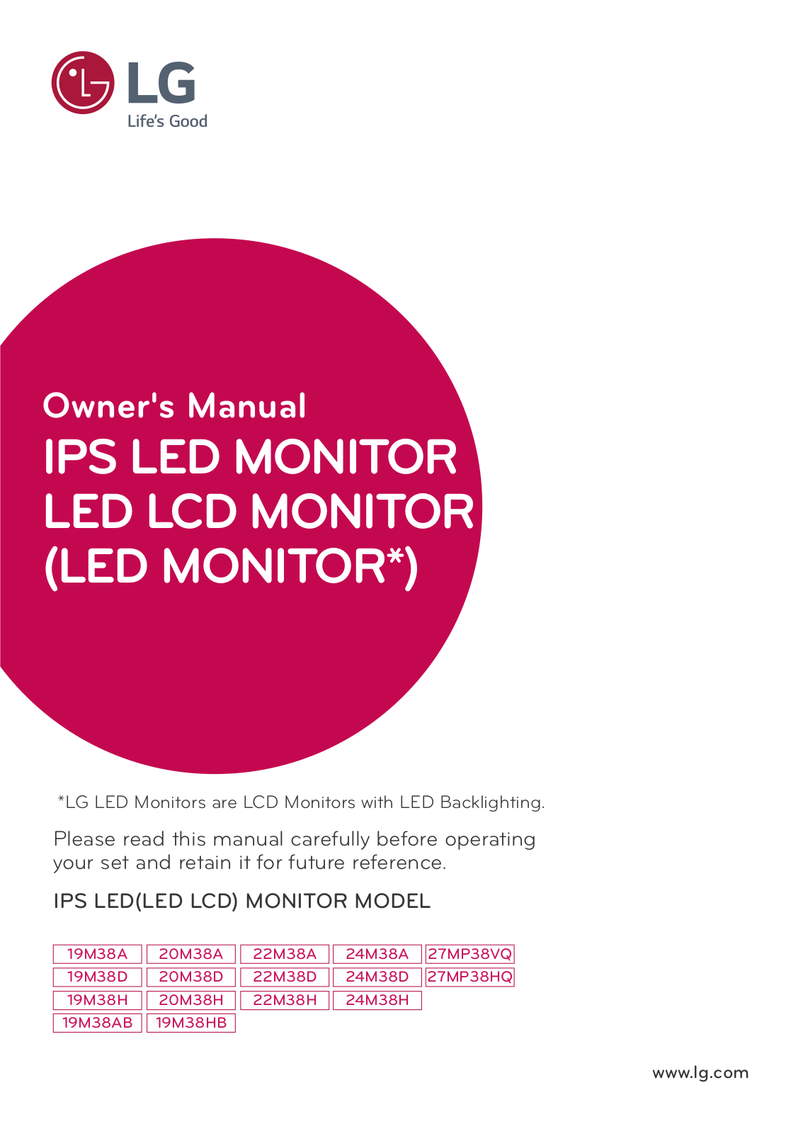 LG 19M38AB-B Owner’s Manual