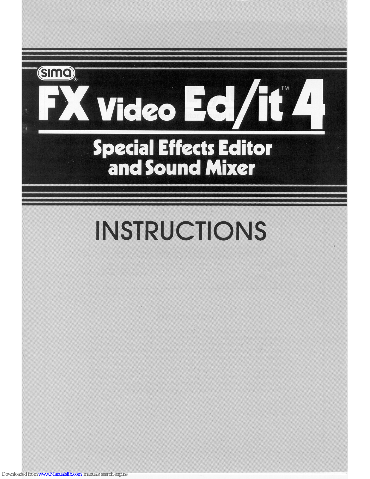 Sima SFX-4, FX Video Ed/it 4 Instructions Manual