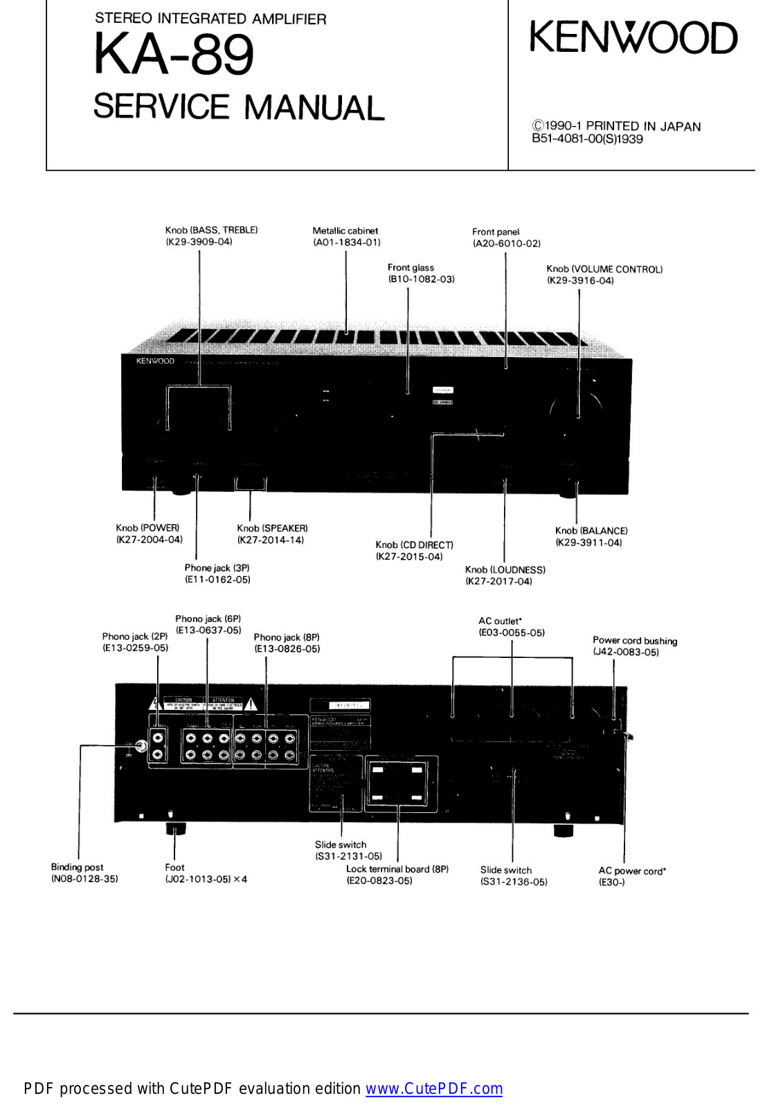 Kenwood KA-89 Schematic