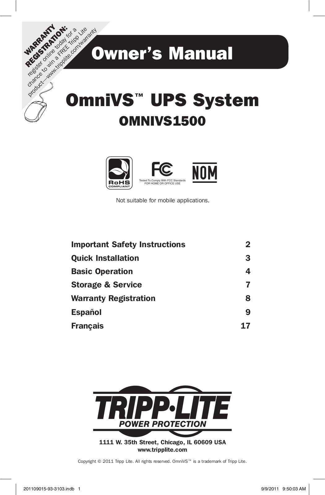 Tripp Lite OMNIVS1500 User Manual