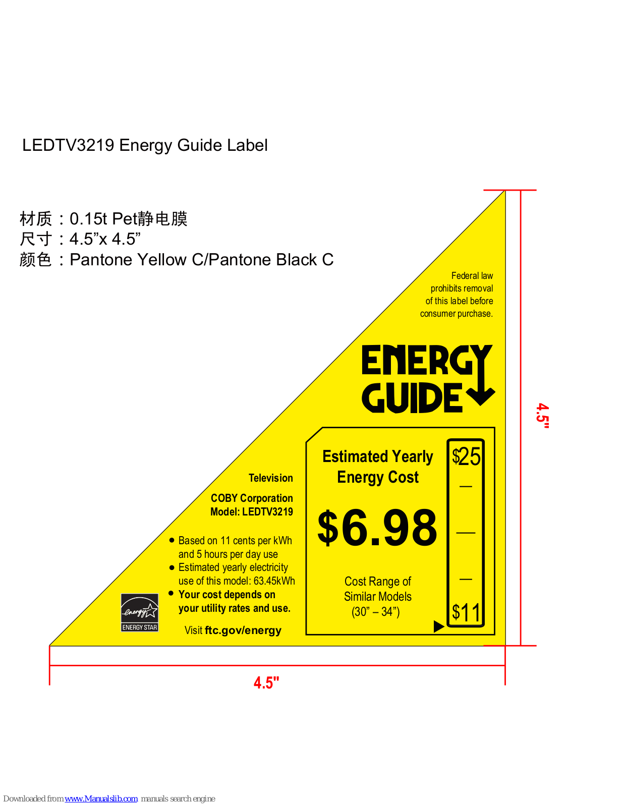 Coby LEDTV3219 Energy Manual