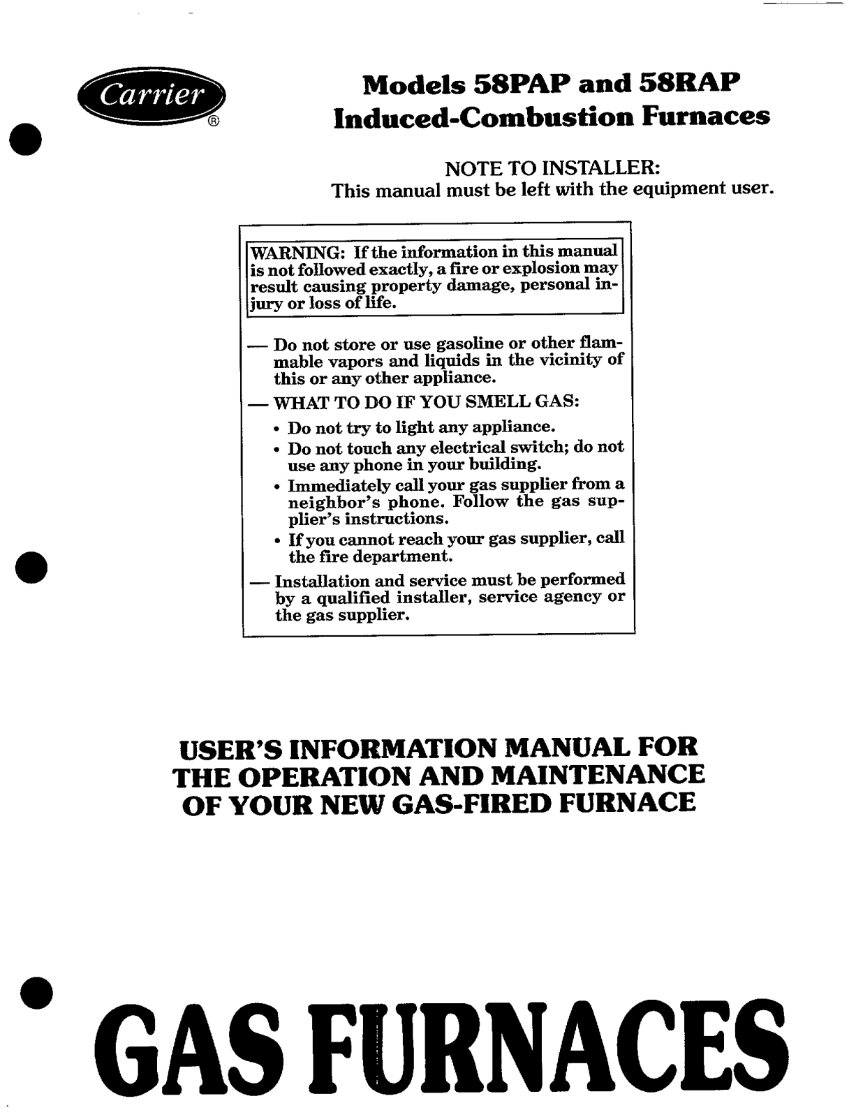 Carrier 58PAP User Manual