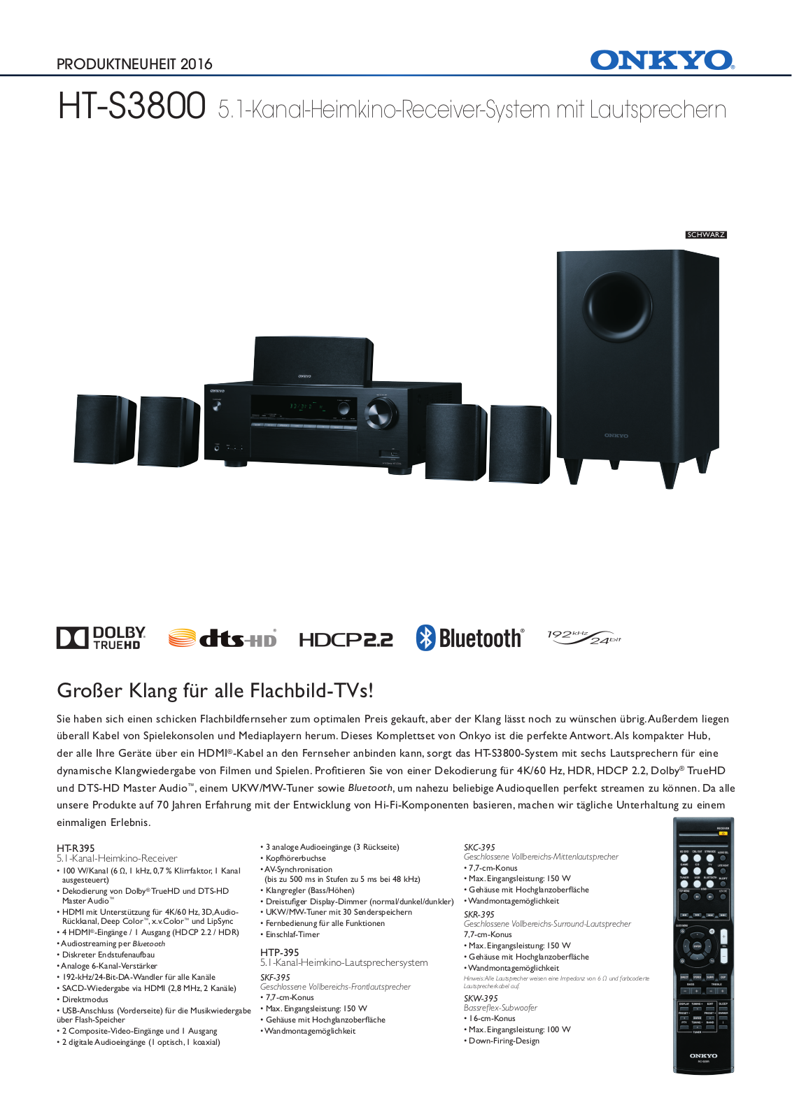 Onkyo HT-S3800 Technical data