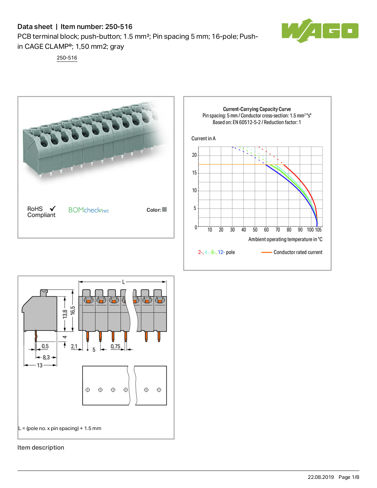 Wago 250-516 Data Sheet