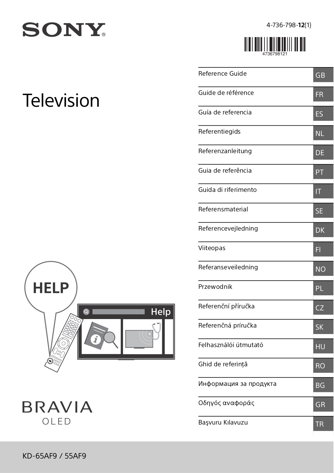 SONY KD55AF9BAEP User Manual