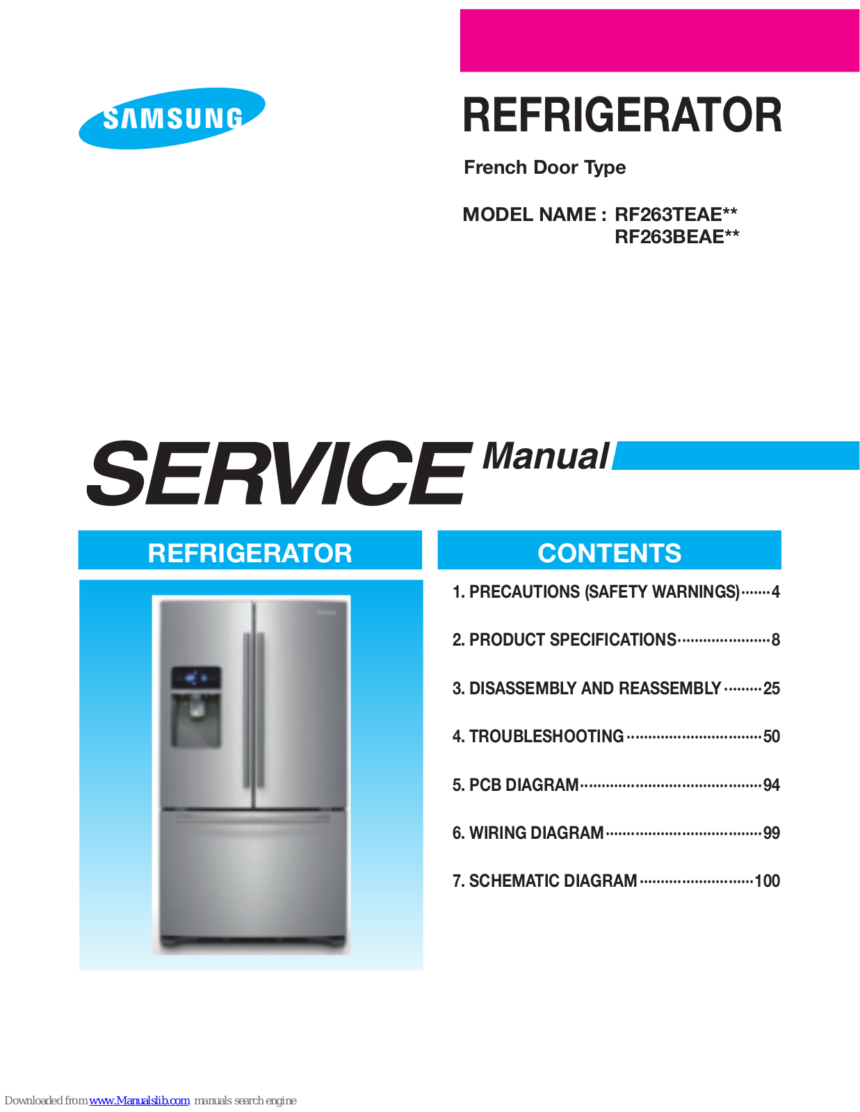 Samsung RF263BEAE**, RF263TEAE** Service Manual