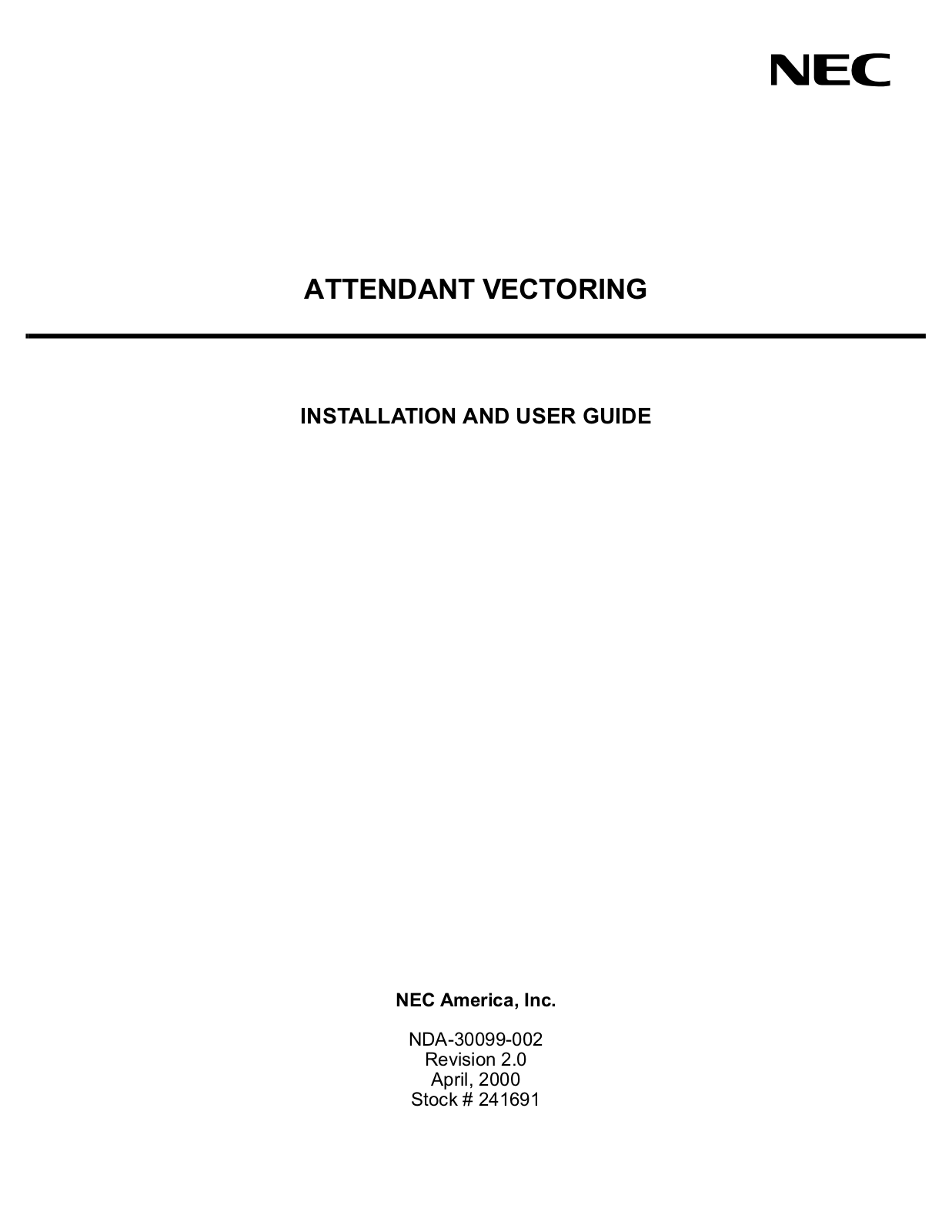 NEC NDA-30099-002 User Manual