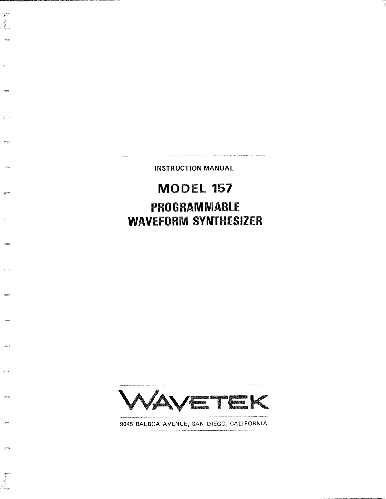 Wavetek 157 Service manual - ManualMachine.com