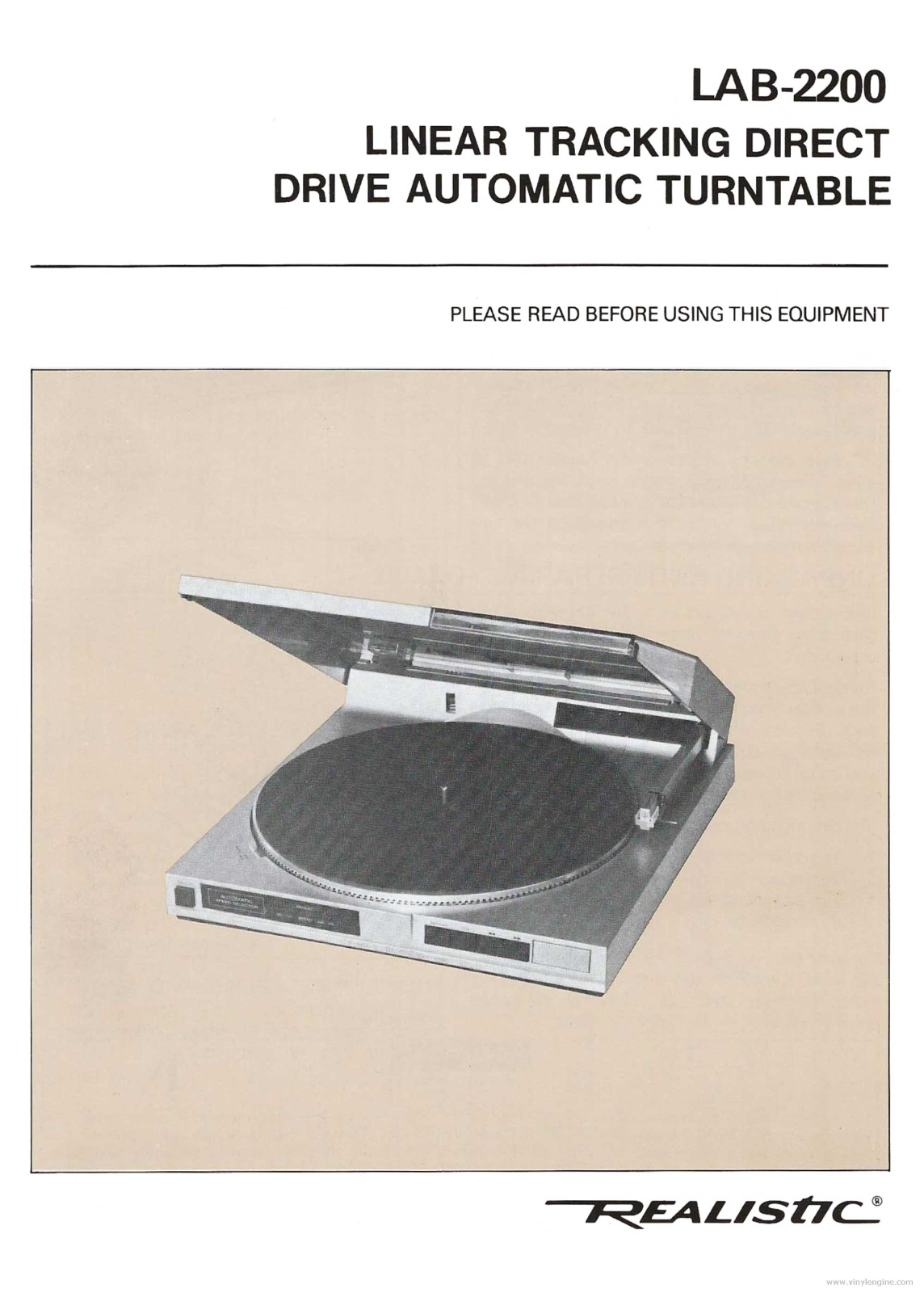 Realistic   RadioShack LAB-2200 Owners Manual