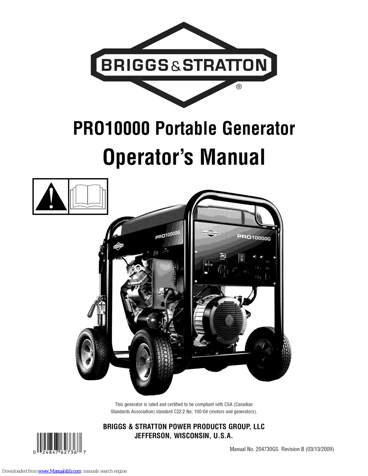Briggs & Stratton PRO1000 Operator's Manual - ManualMachine.com