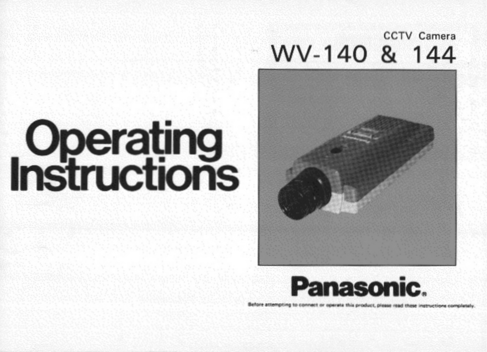 Panasonic WV-140, WV-144 User Manual