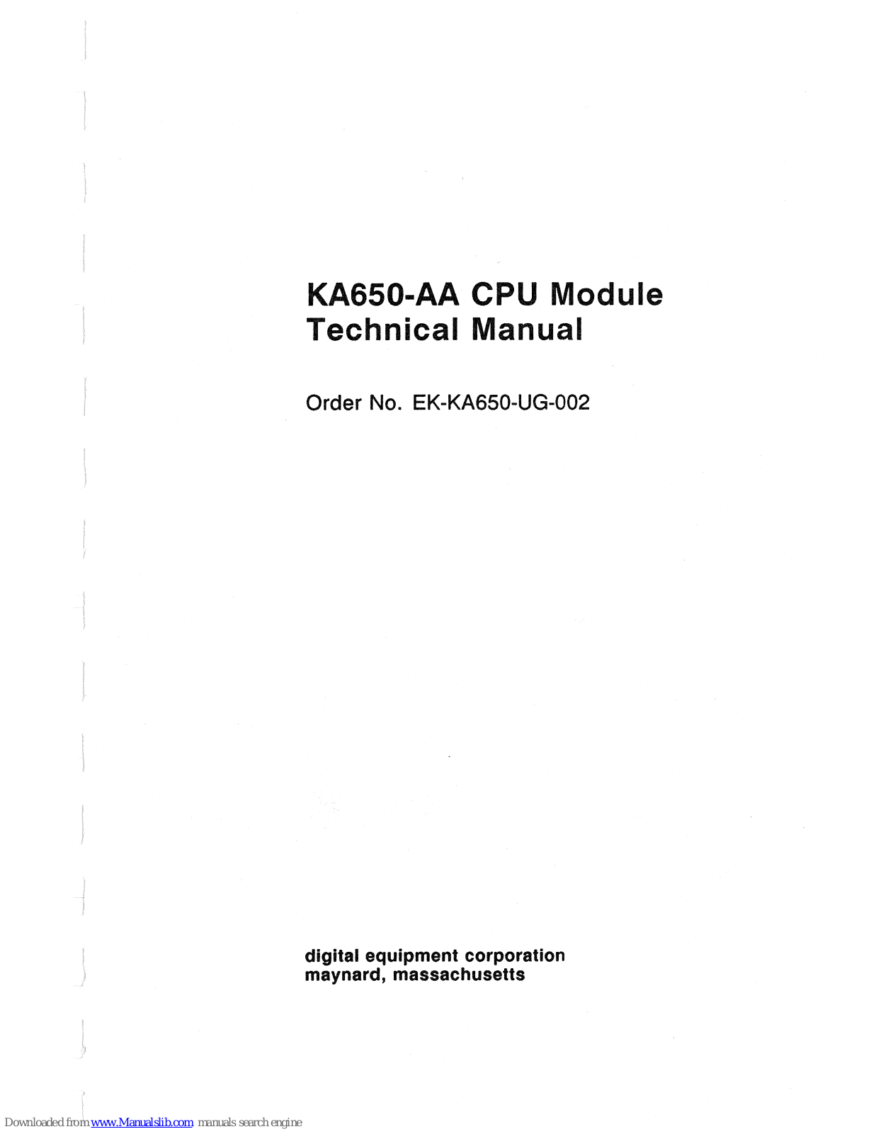 DEC KA650-AA Technical Manual