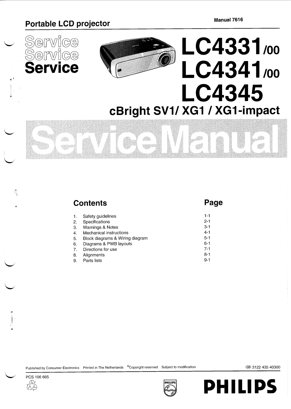 Philips LC4331-00, LC4341-00, LC4345 Service Manual