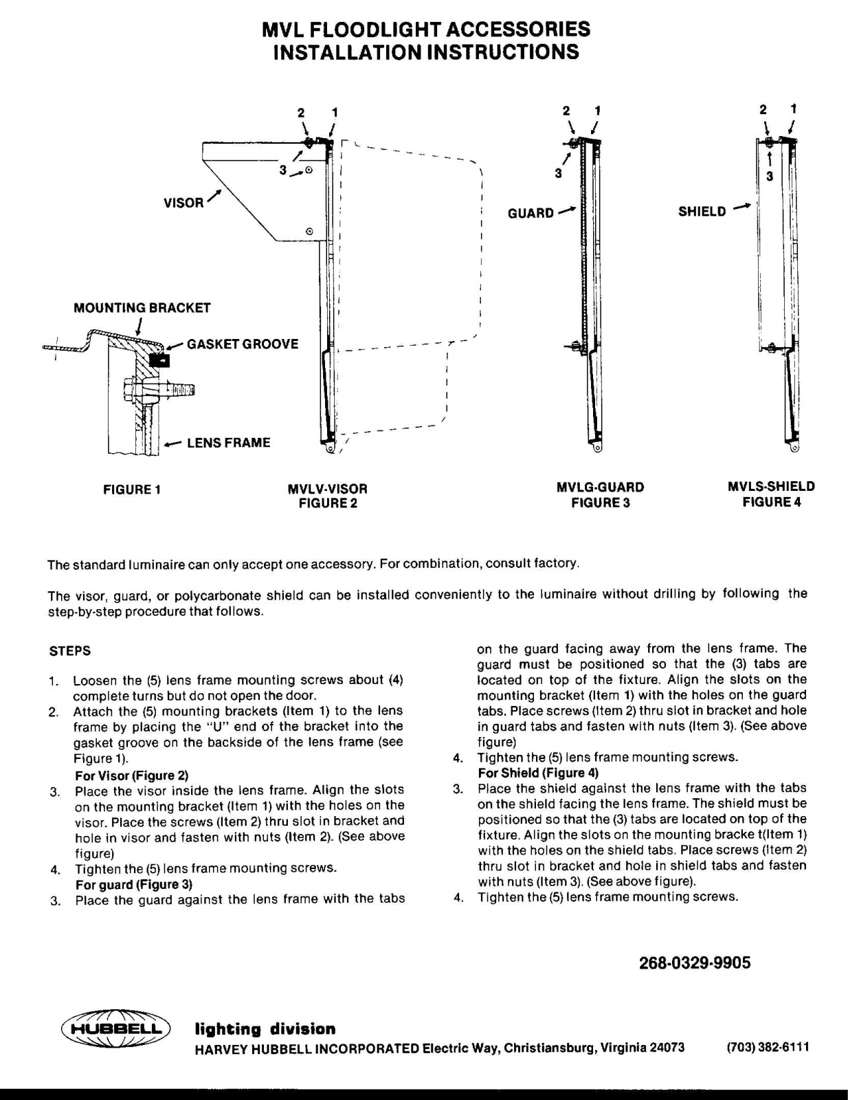 Hubbell Lighting MVL ACCESSORIES, MVL ACCESS User Manual