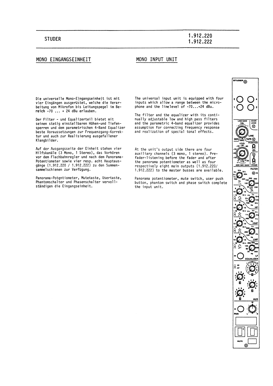 Studer 1912220 User Manual