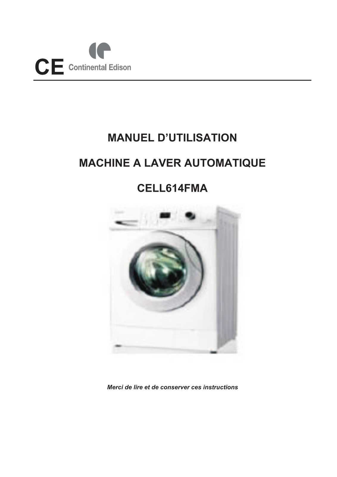 CONTINENTAL EDISON LL614FMA, CELL614FMA User Manual