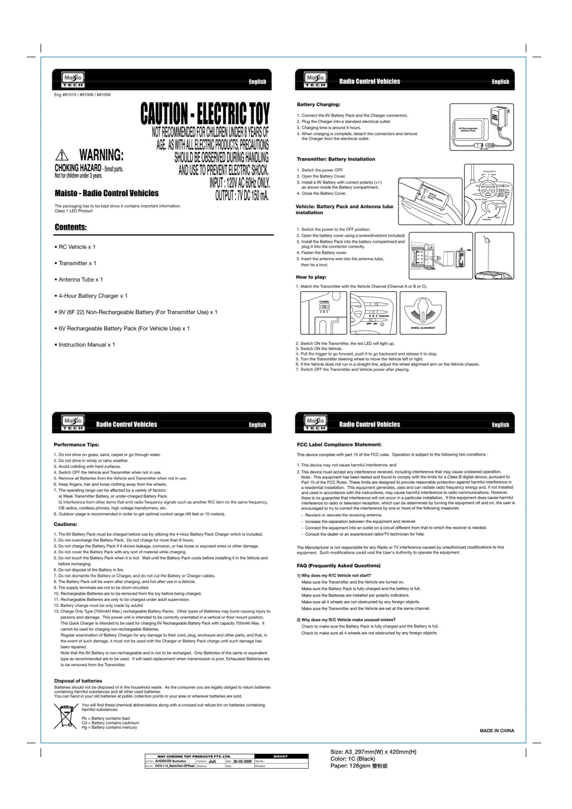 May Cheong Toy Fty 09001RC27 User Manual