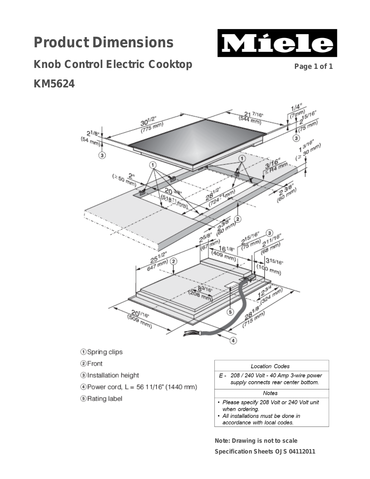 Miele KM5624240 Specifications