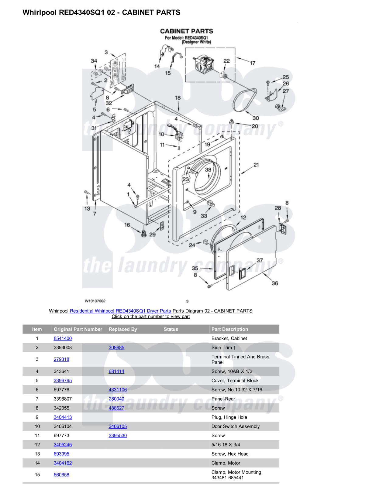 Whirlpool RED4340SQ1 Parts Diagram