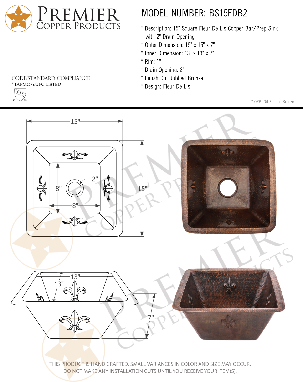 Premier Copper Products IER1916 Specifications - ManualMachine.com