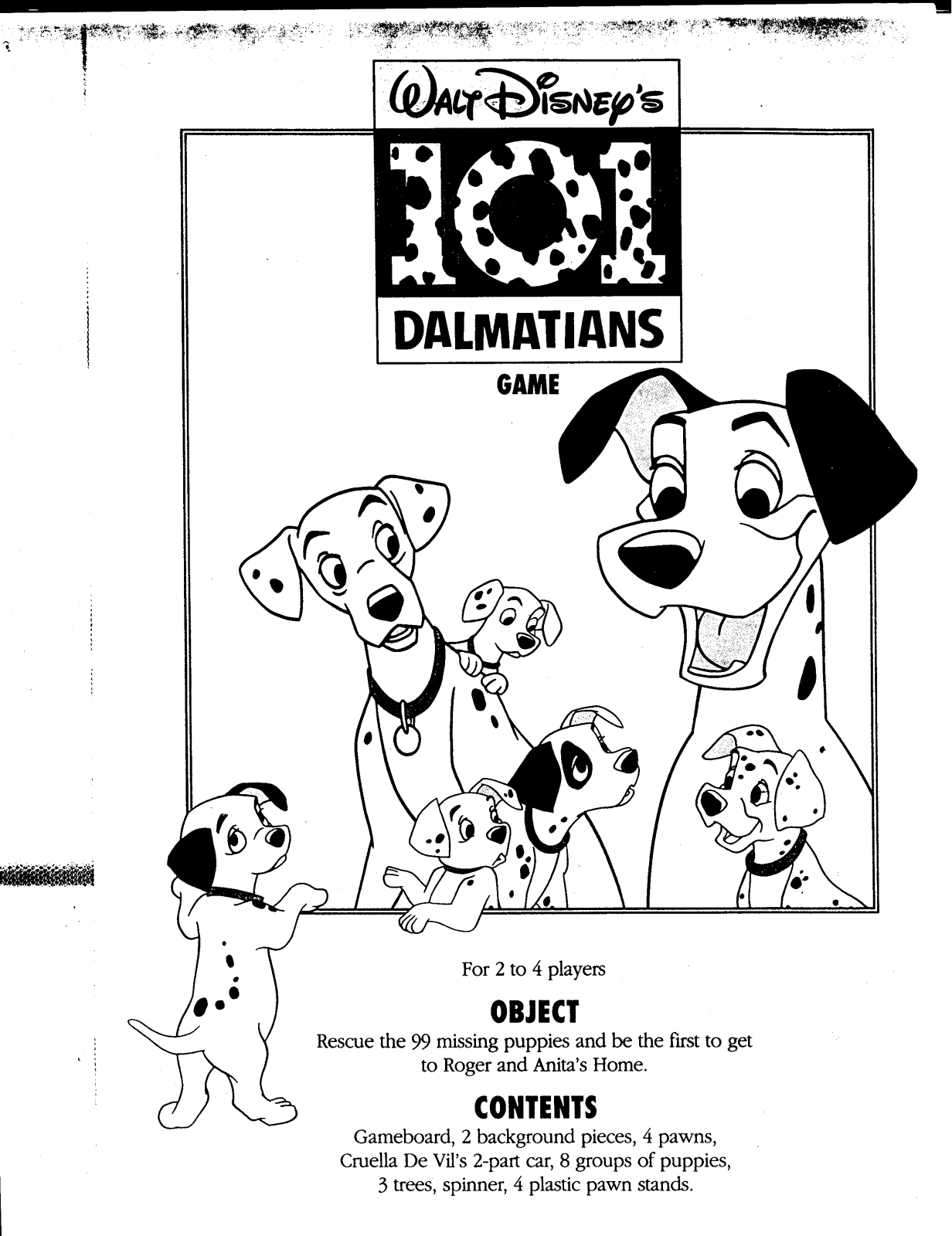 Hasbro 101 Dalmations Game Instruction