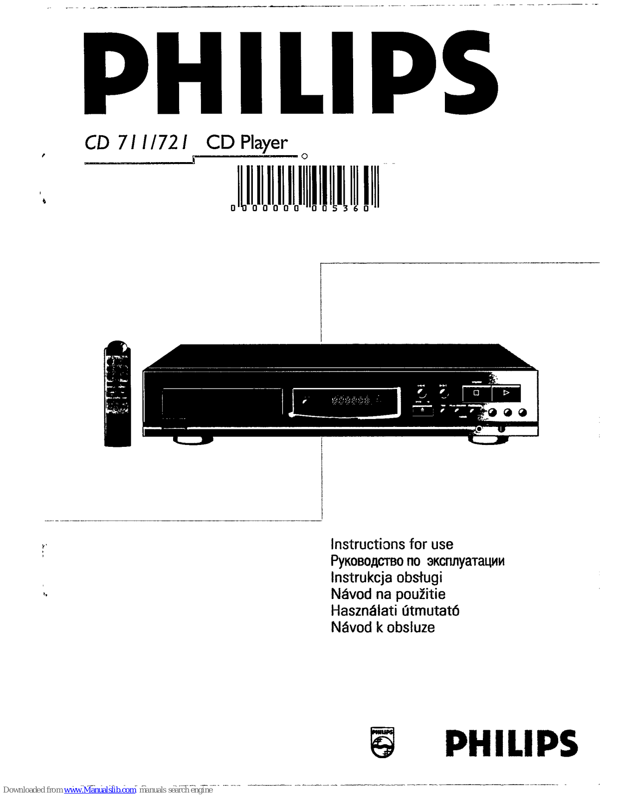 Philips CD 711, CD 721 Instructions For Use Manual