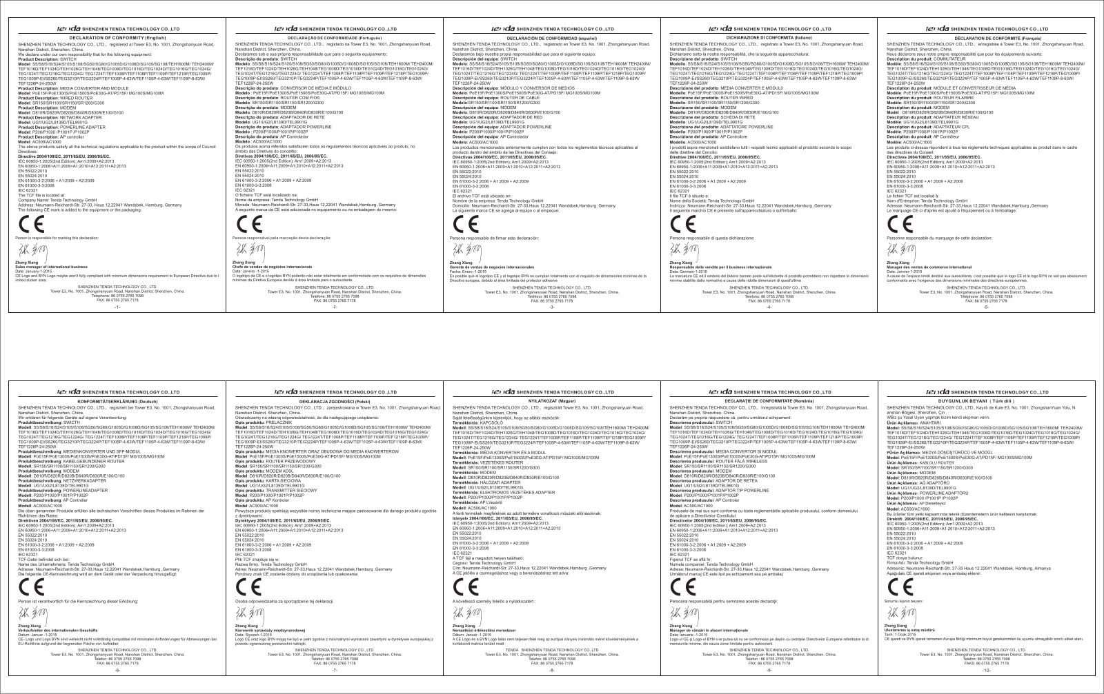 Tenda TEG1024D, TEG1016D, TEG1008D User Manual