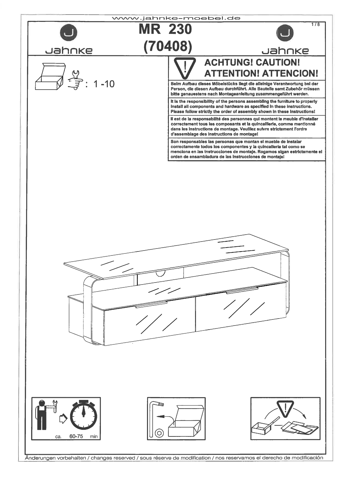 Jahnke MR 230 Assembly instructions