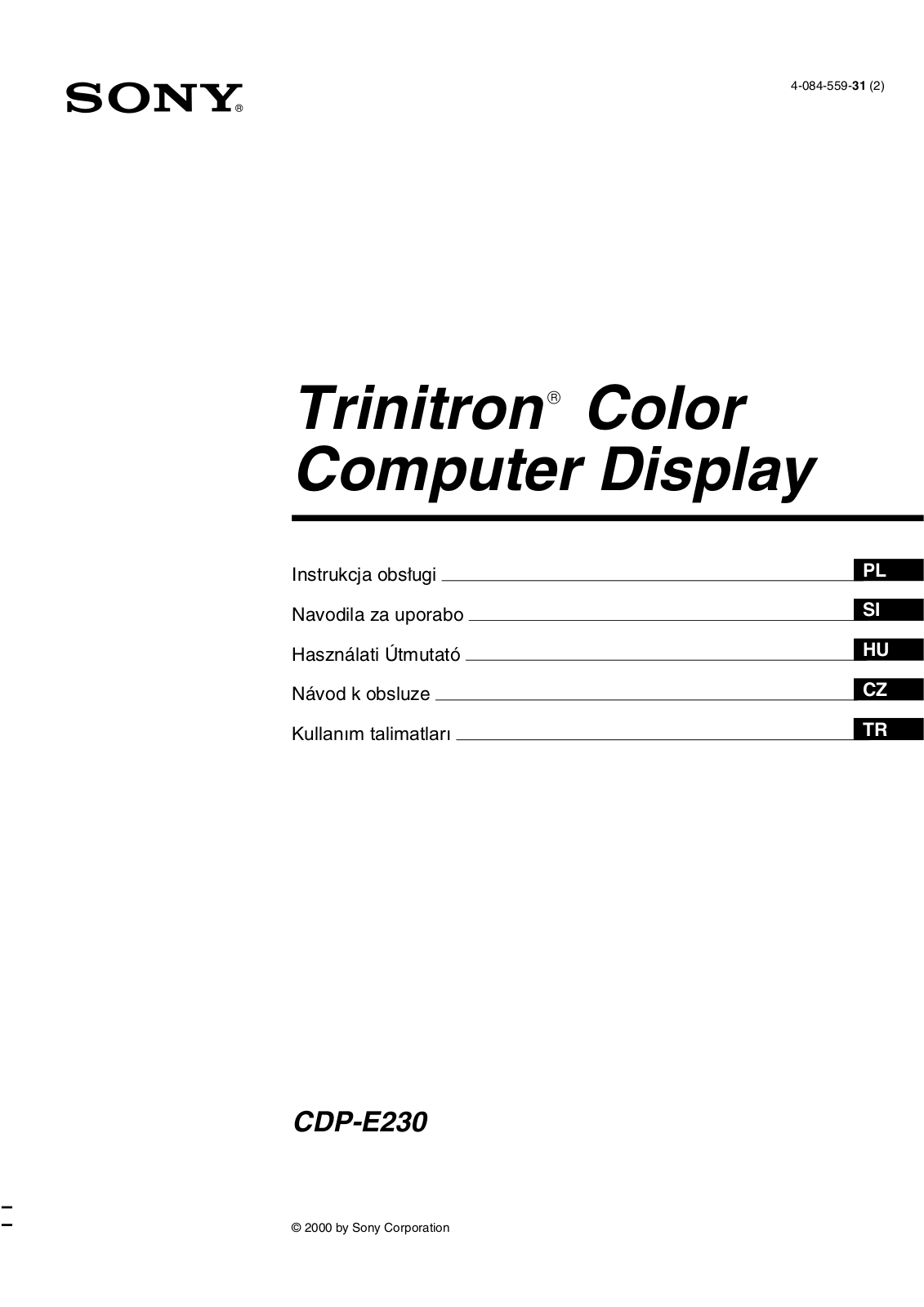 Sony CPD-E230 User Manual