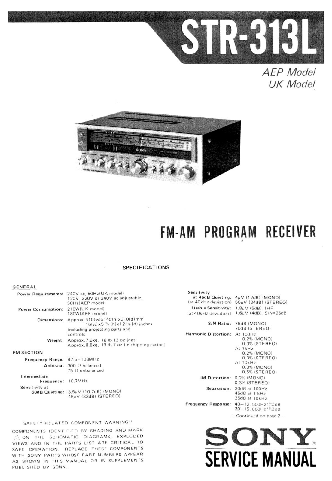 Sony STR-313L Service Manual