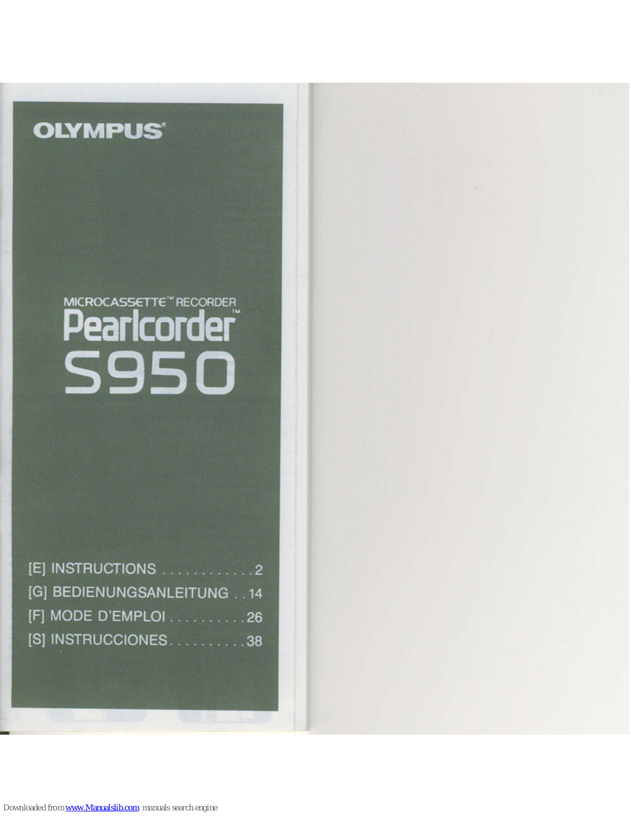 Olympus Perlcorder S950 Instructions Manual - ManualMachine.com