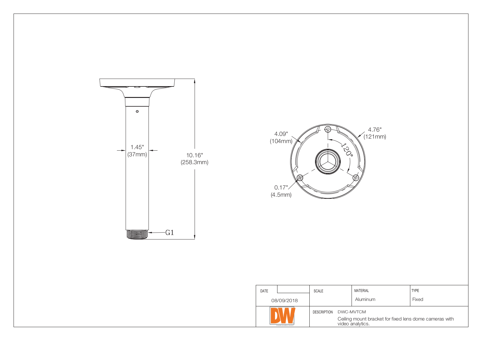 Digital Watchdog DWC-MVTCMJ Specsheet