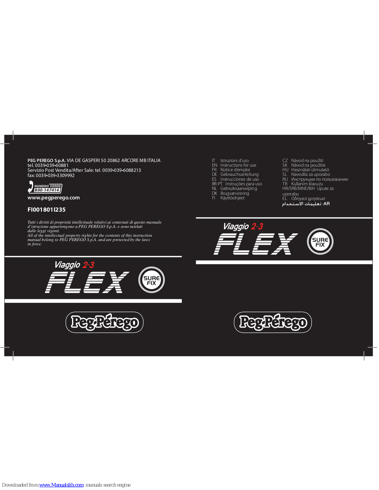 Peg-Perego Viaggio 2-3 Flex Surefix Instructions For Use Manual