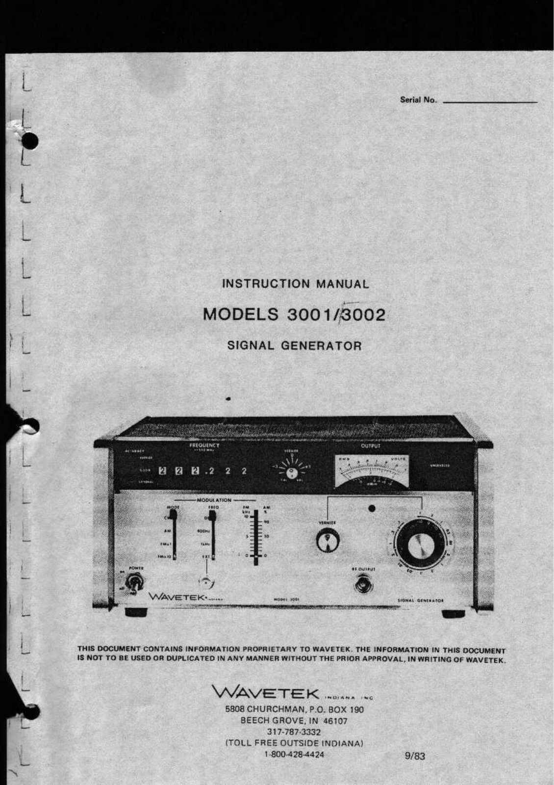 Wavetek 3002, 3001 Service manual