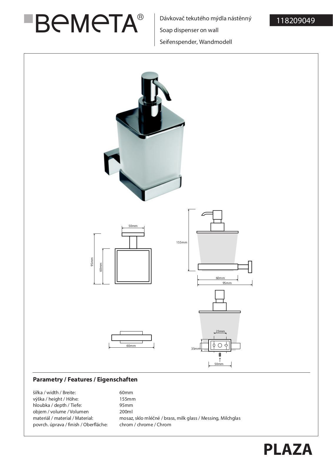 Bemeta Plaza 118209049 User guide