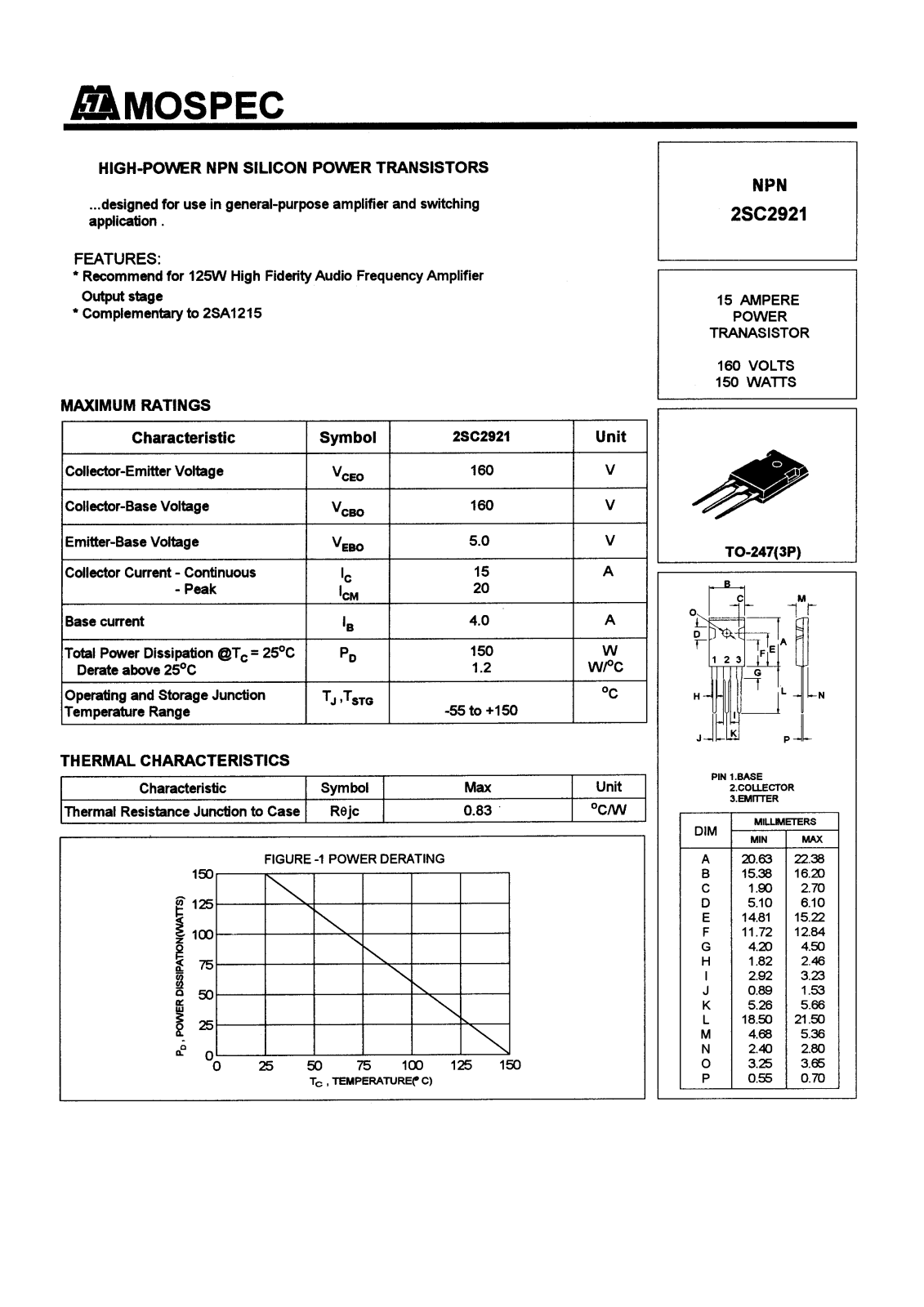 MOSPEC 2SC2921 Datasheet