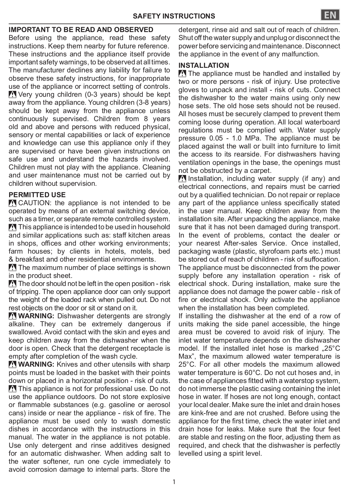 WHIRLPOOL WFC 3C26 PF X Health Safety & Environmental